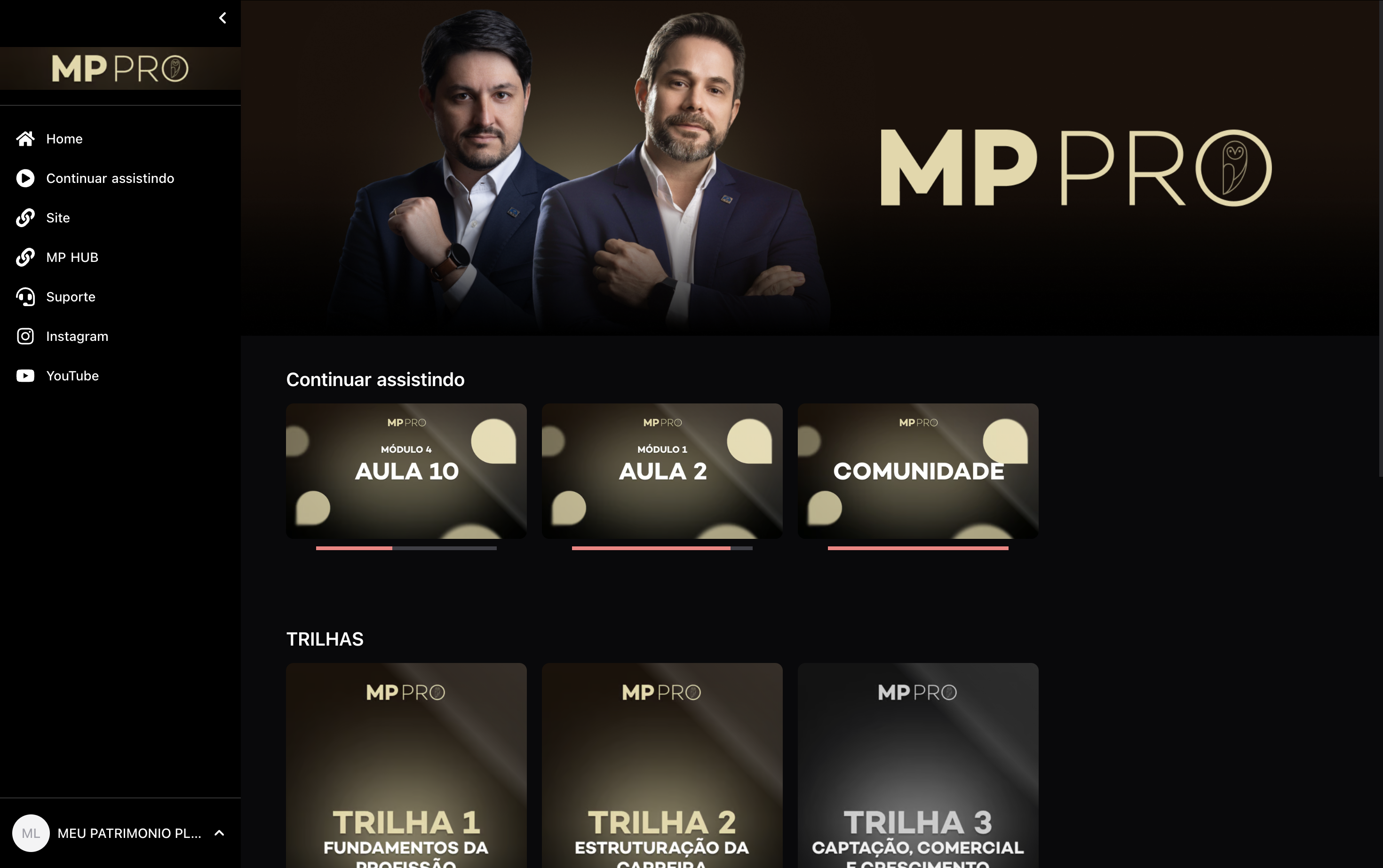 Trilhas de formação dentro do MP PRO