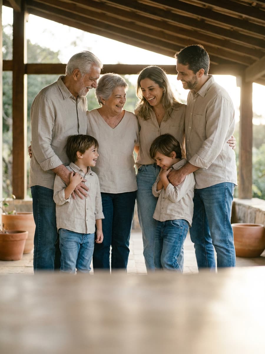 Três gerações de uma família